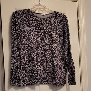 J. Jill Black and Gray Animal Print Long Sleeve Top Like New